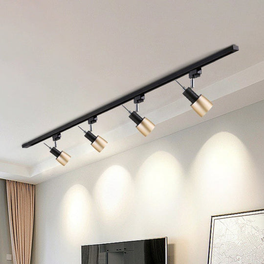 Minimalist Metal Semi Flush Mount Track Lighting Fixture For Living Room - Grenade Spotlight