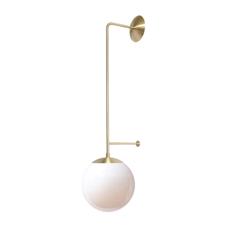 Retro Globe Wall Lamp - 1-Light Clear/White Glass Shade Brass/Black Living Room Sconce Light