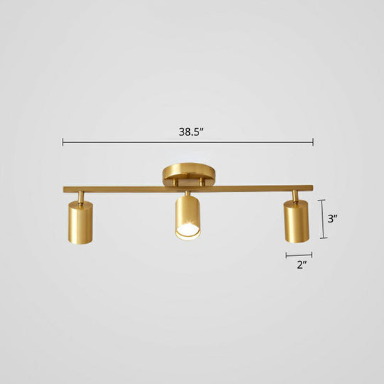 Modern Gold Led Flush Ceiling Spotlight With Sleek Tubular Design And Metallic Shade