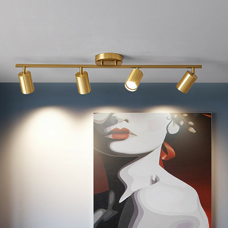 Modern Gold Led Flush Ceiling Spotlight With Sleek Tubular Design And Metallic Shade