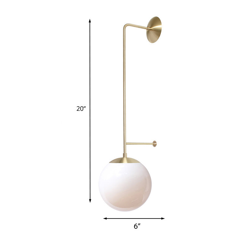 Retro Globe Wall Lamp - 1-Light Clear/White Glass Shade Brass/Black Living Room Sconce Light