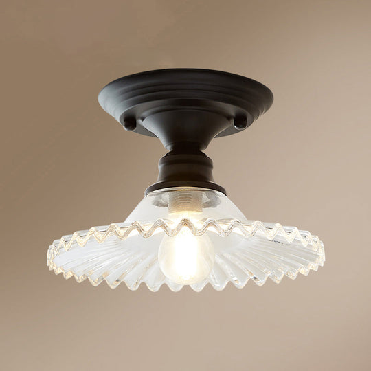 Panalope - Vintage Glass Radial Mini Ceiling Lighting: 1-Light Balcony Semi Flush