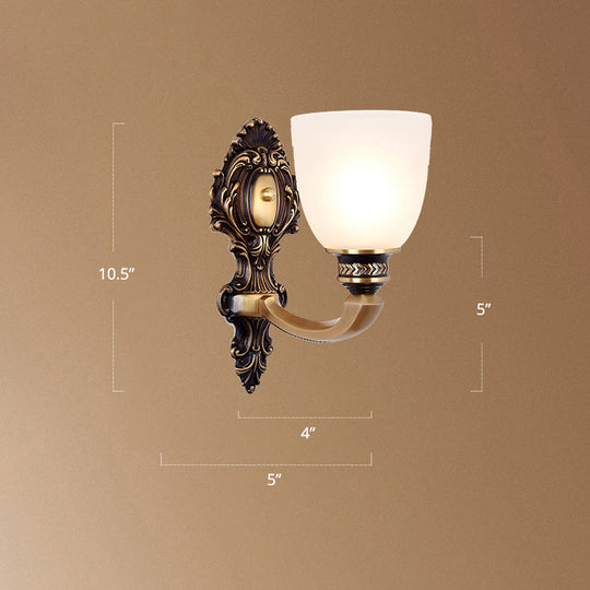 Traditional Glass Cup Wall Mount Lamp With Single-Bulb For Dining Room Lighting Brown