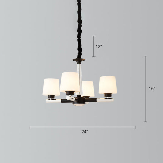 Sleek Black Opal Glass Chandelier - Simplicity Living Room Suspension Light