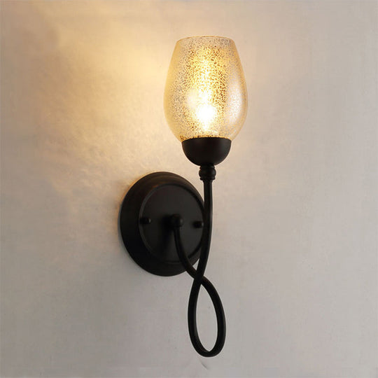 Hand-Blown Glass Wall Sconce With Traditional Black Bowl Shade Dining Room Light 1 /