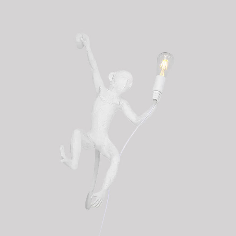 Art Deco Resin Monkey Wall Sconce - Elegant 1-Light Fixture For Foyer