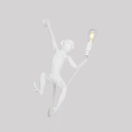 Art Deco Resin Monkey Wall Sconce - Elegant 1-Light Fixture For Foyer