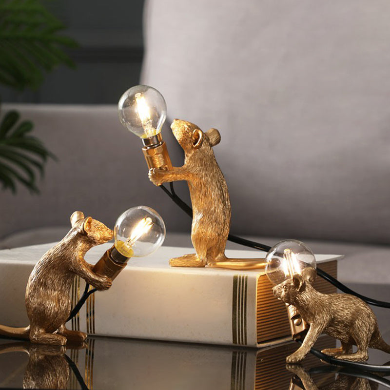 Kids Style Mouse Shaped Table Lamp Resin Bedside Night Light For Decoration