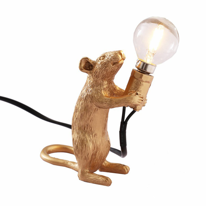 Kids Style Mouse Shaped Table Lamp Resin Bedside Night Light For Decoration