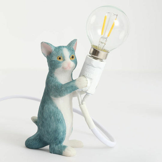 Adorable Kitten Nightstand Lamp Decorative Resin Child-Friendly 1-Bulb Ideal For Childrens Bedroom