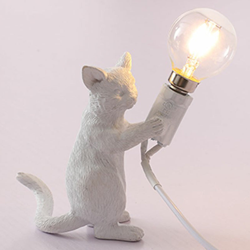 Adorable Kitten Nightstand Lamp Decorative Resin Child-Friendly 1-Bulb Ideal For Childrens Bedroom