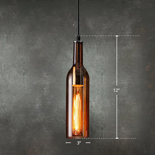 Art Deco Beer Bottle Ceiling Pendant Light | 1-Head Glass Bistro Hanging Lamp Coffee