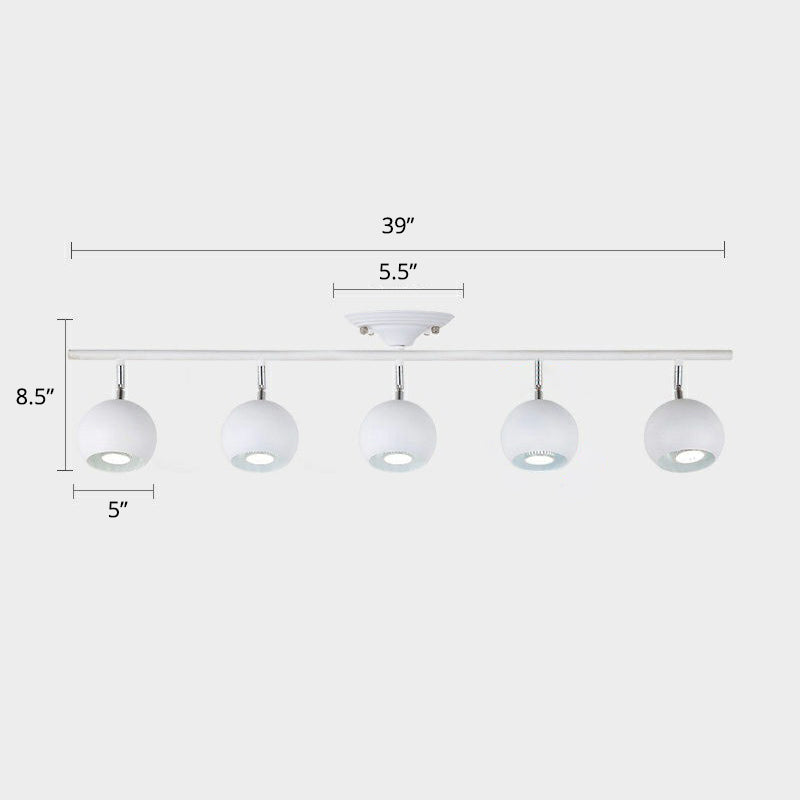 Nordic Metal Dome Restaurant Ceiling Light Fixture - Semi Flush Mount Track Lighting 5 / White