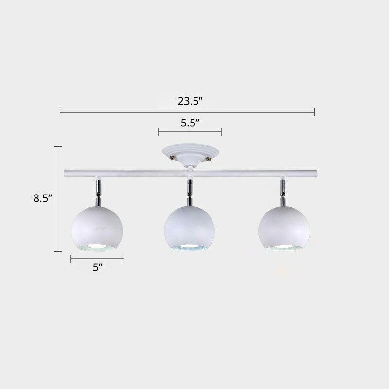 Nordic Metal Dome Restaurant Ceiling Light Fixture - Semi Flush Mount Track Lighting 3 / White