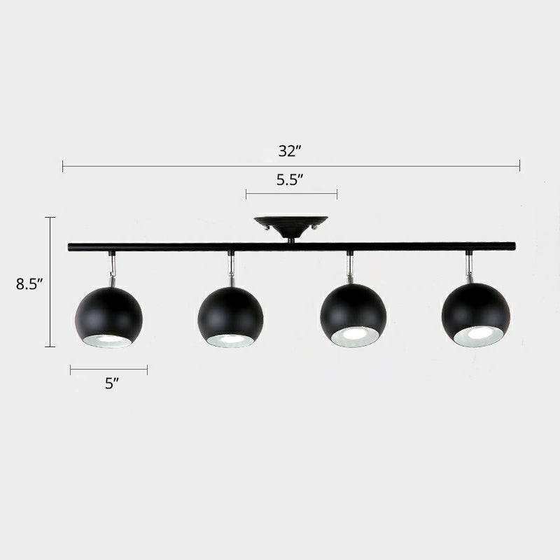 Nordic Metal Dome Restaurant Ceiling Light Fixture - Semi Flush Mount Track Lighting 4 / Black