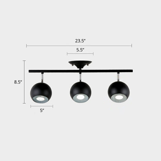 Nordic Metal Dome Restaurant Ceiling Light Fixture - Semi Flush Mount Track Lighting 3 / Black