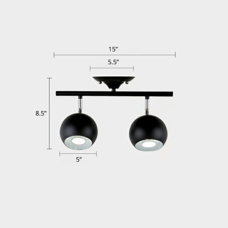 Nordic Metal Dome Restaurant Ceiling Light Fixture - Semi Flush Mount Track Lighting 2 / Black