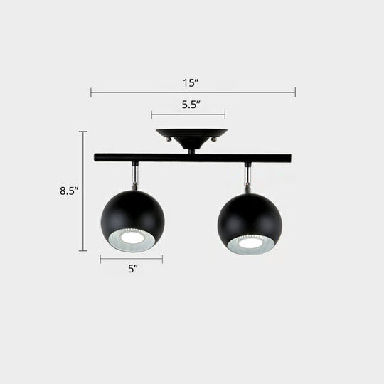 Nordic Metal Dome Restaurant Ceiling Light Fixture - Semi Flush Mount Track Lighting 2 / Black