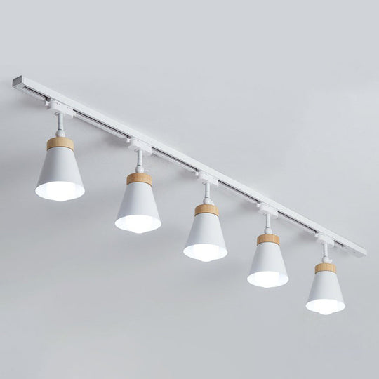 Nordic Style Semi Flush Mount Spotlight - Living Room Track Light with Cone Metal Shade, Various Configurations