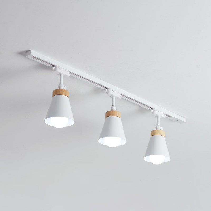 Nordic Style Semi Flush Mount Spotlight - Living Room Track Light with Cone Metal Shade, Various Configurations