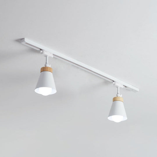 Nordic Style Semi Flush Mount Spotlight - Living Room Track Light with Cone Metal Shade, Various Configurations