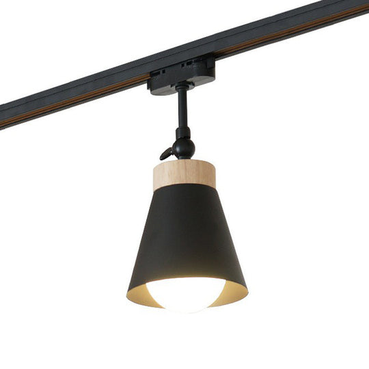 Nordic Style Semi Flush Mount Spotlight - Living Room Track Light With Cone Metal Shade Various