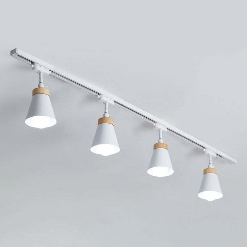 Nordic Style Semi Flush Mount Spotlight - Living Room Track Light with Cone Metal Shade, Various Configurations