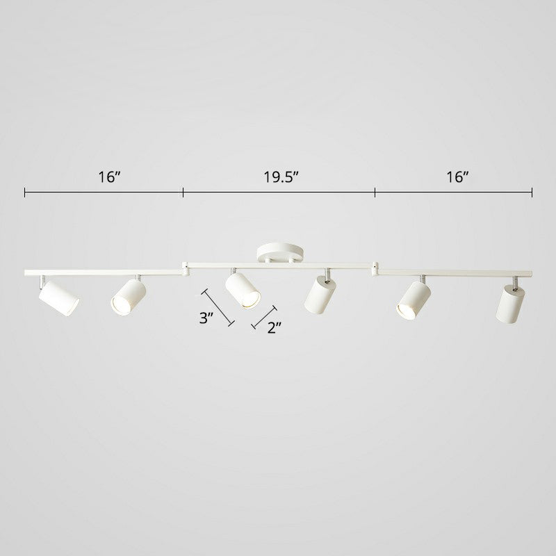 Nordic Style Tubular Metal Flush Mount 6-Light Ceiling Spotlight For Living Room White