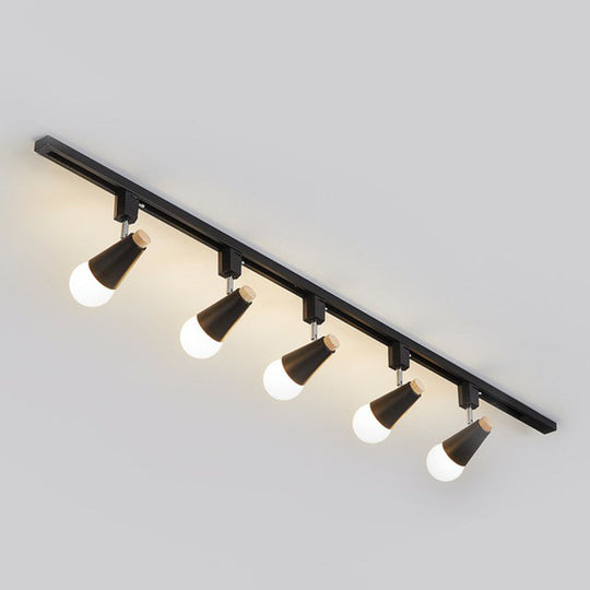 Nordic Conical Semi Flush Track Light For Living Room Ceiling 5 / Black