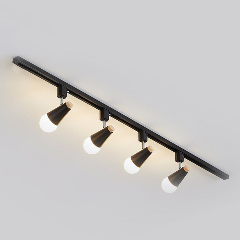 Nordic Conical Semi Flush Track Light For Living Room Ceiling 4 / Black