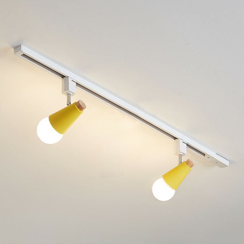 Nordic Conical Semi Flush Track Light For Living Room Ceiling 2 / Yellow