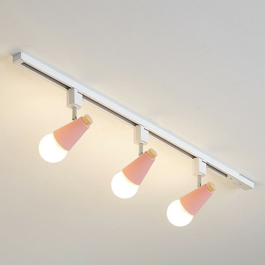 Nordic Conical Semi Flush Track Light For Living Room Ceiling 3 / Pink