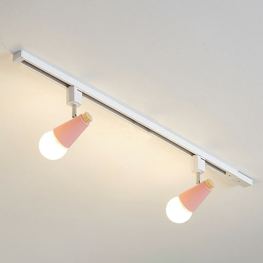 Nordic Conical Semi Flush Track Light For Living Room Ceiling 2 / Pink