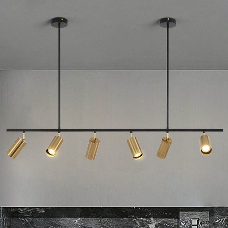 Gold Metal Island Ceiling Light - Postmodern Electroplated Tube Spotlight For Dining Room