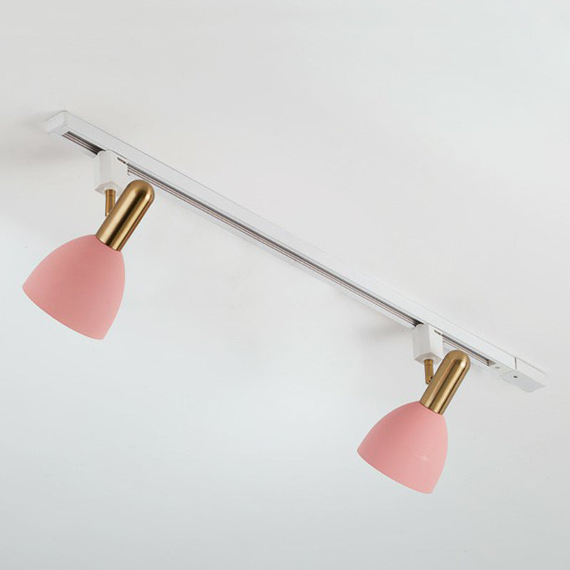 Sleek Macaron Style Metal Semi Flush Tracklight Spotlight - Perfect For Living Room 2 / Pink