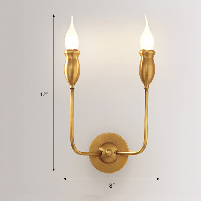 Vintage Brass Candle Wall Sconce Lighting - 1/2-Head Metal Lamp For Dining Room