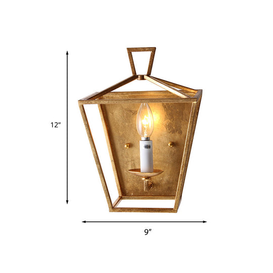 Golden Metal Candle Wall Sconce: Traditional Single Head Bedroom Lighting