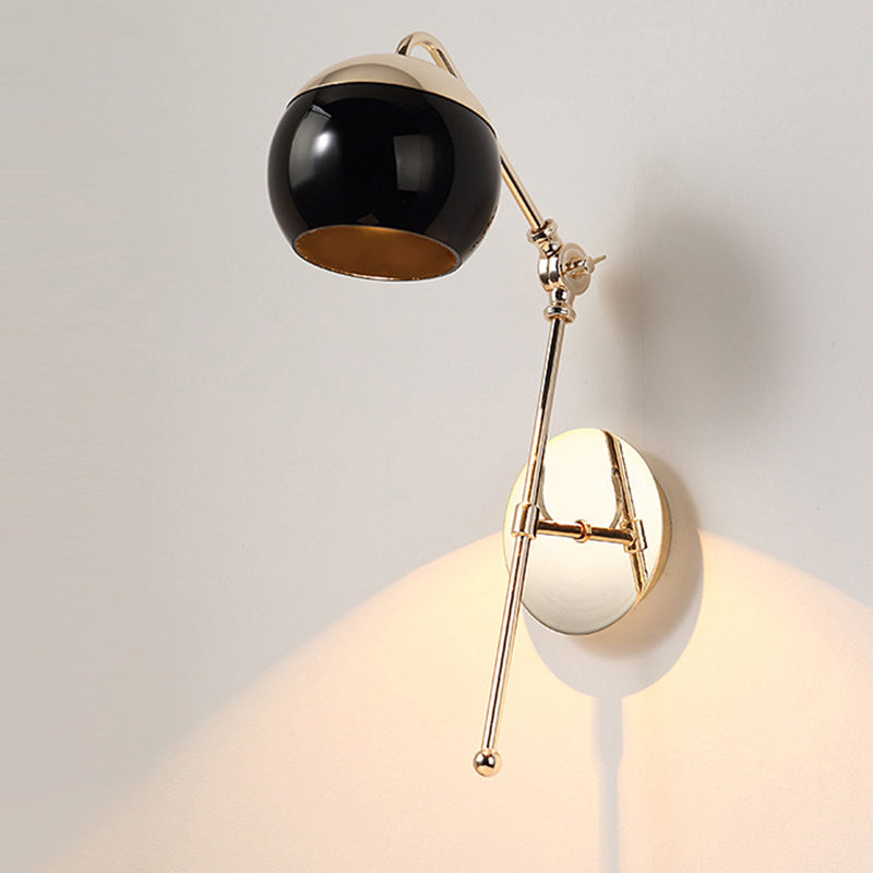 Retro Orb Metal Wall Sconce Light With Swing Arm In Black Kitchen Lighting