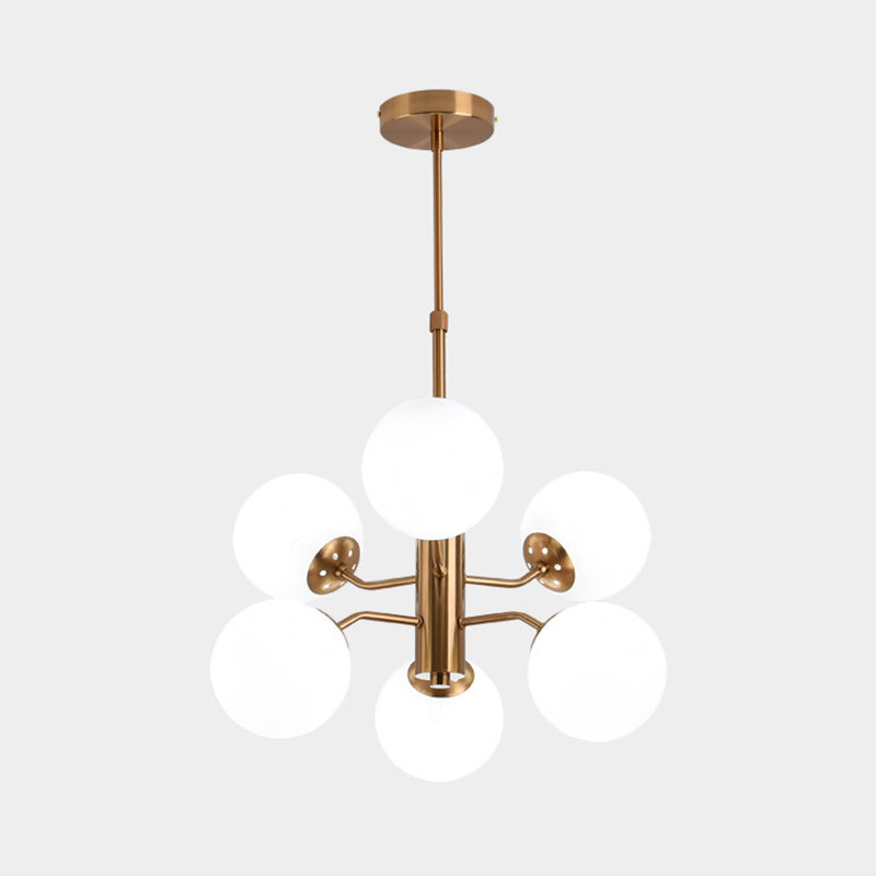 Modern Gold Ball Pendant Chandelier - Multiple Led Lights And Sputnik Design With White Glass