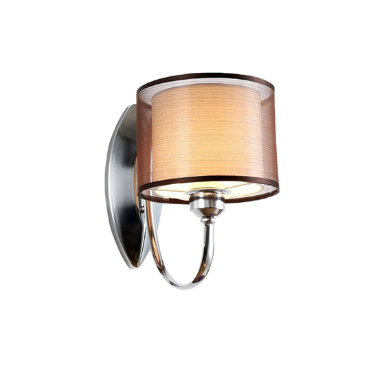 Modern Cylindrical Fabric Shade Wall Sconce - Stylish 1/2-Light Hallway Fixture With Chrome Finish