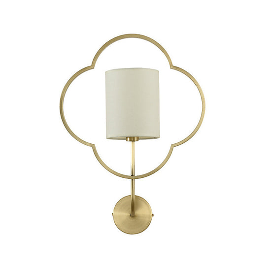 Classic Cylinder Wall Light With Metal Cage In Gold - Perfect For Bedroom