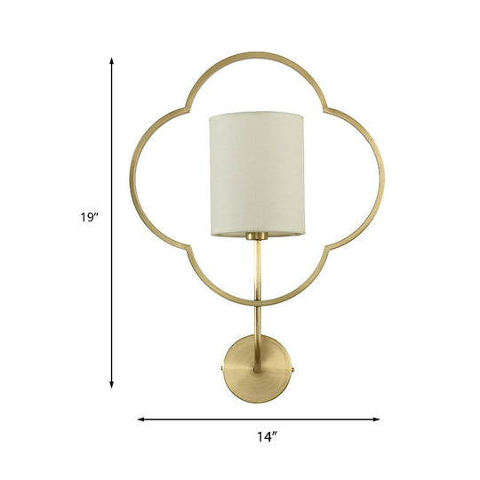 Classic Cylinder Wall Light With Metal Cage In Gold - Perfect For Bedroom