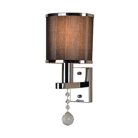 Chrome Cylinder Wall Sconce With Crystal Accent - Perfect For Bedroom Lighting