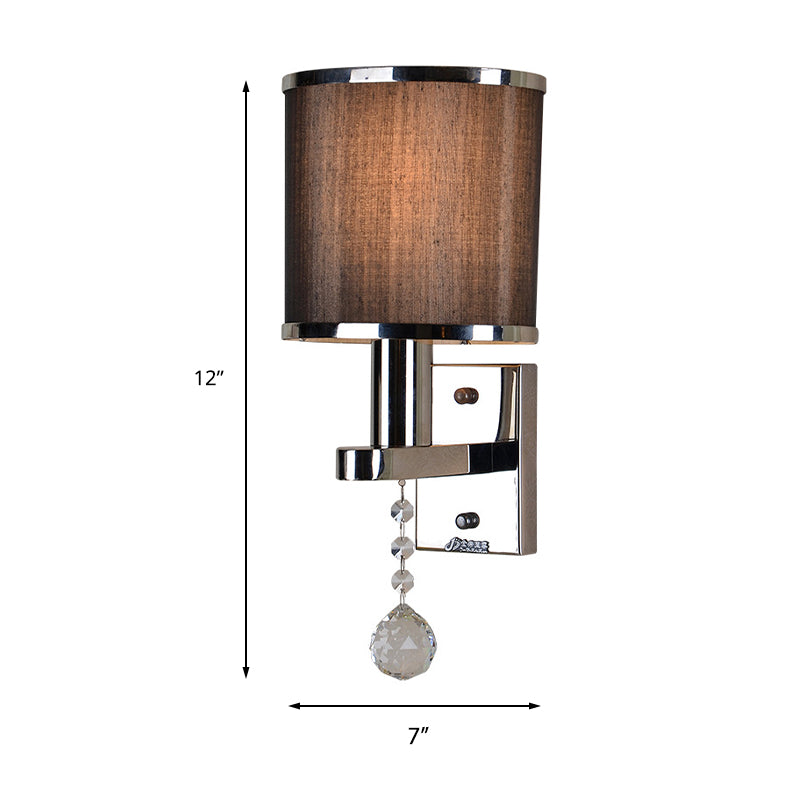 Chrome Cylinder Wall Sconce With Crystal Accent - Perfect For Bedroom Lighting