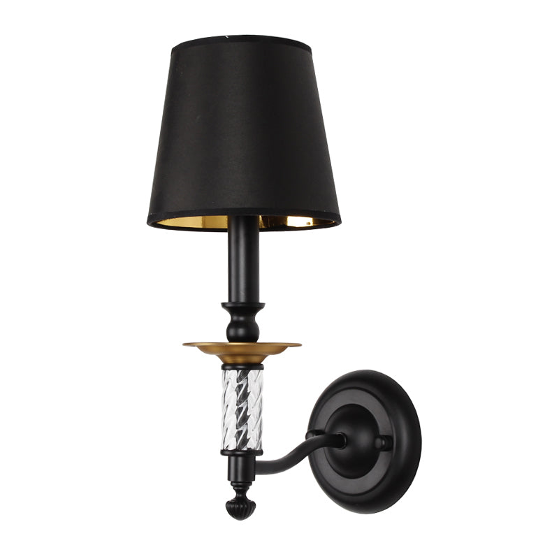 Antique Conical Foyer Sconce Light With Black Wall Mount And Acrylic Accent