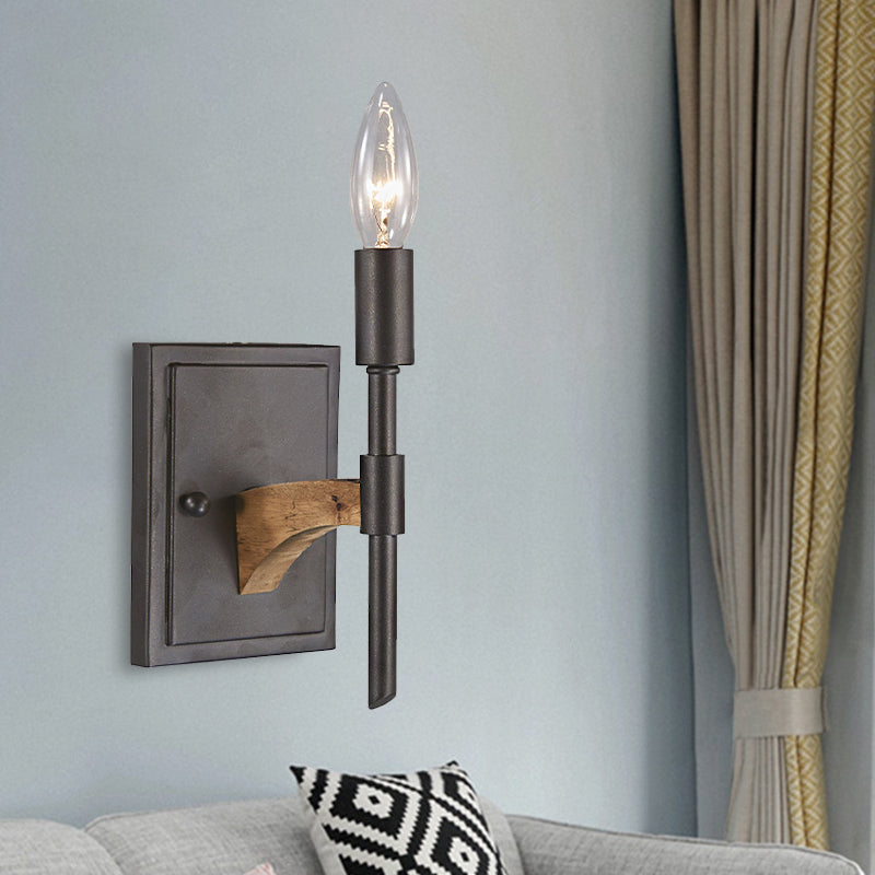 Retro Black Metal Wall Sconce - Head Candle/Cone Lighting- Mounted Light With/Without Shade