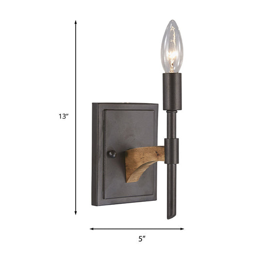 Retro Black Metal Wall Sconce - Head Candle/Cone Lighting- Mounted Light With/Without Shade