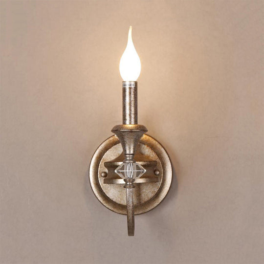 Antique Metal Rust Wall Mounted Sconce Light With Shade - Single