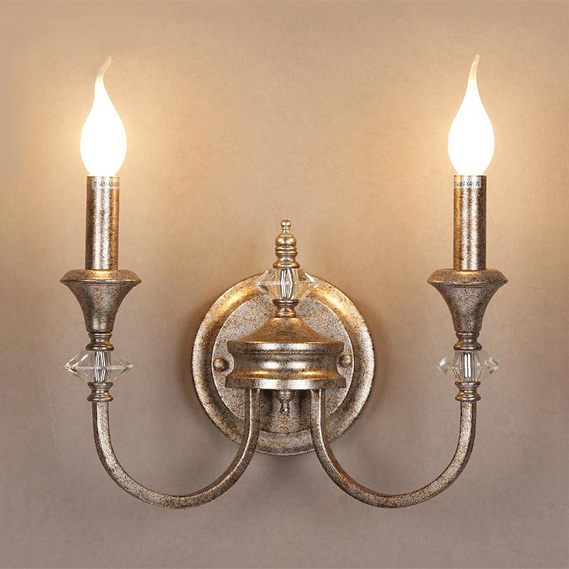 Retro Rustic Metal Wall Mount Lamp With Dual Head - Bedroom Sconce Light Fixture Bare Bulb/Tapered