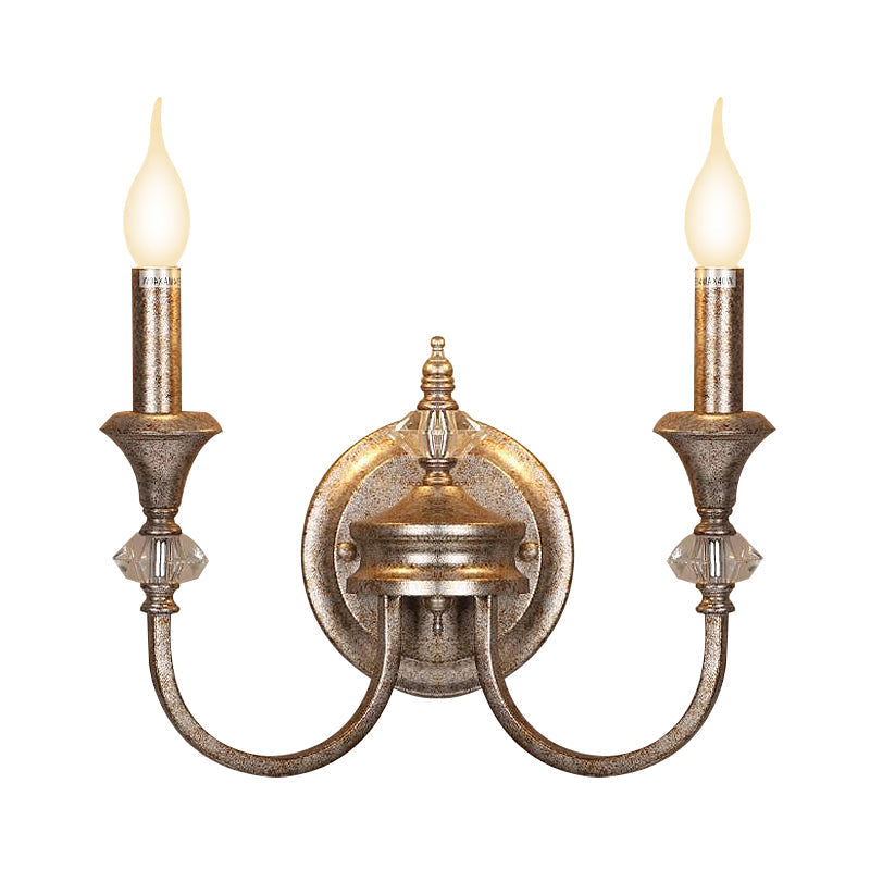 Retro Rustic Metal Wall Mount Lamp With Dual Head - Bedroom Sconce Light Fixture Bare Bulb/Tapered